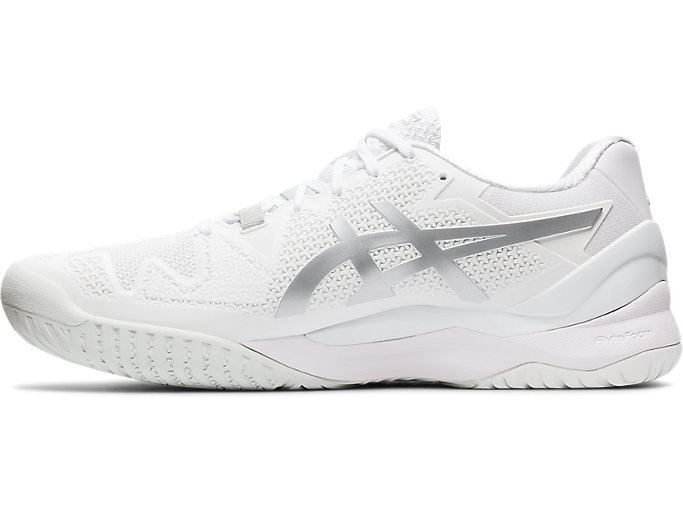 White / Silver Asics GEL-Resolution 8 Men's Tennis Shoes | MGIV0802