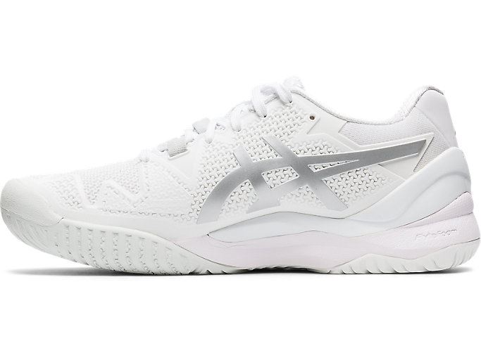 White / Silver Asics GEL-Resolution 8 Women's Tennis Shoes | TSVF7724