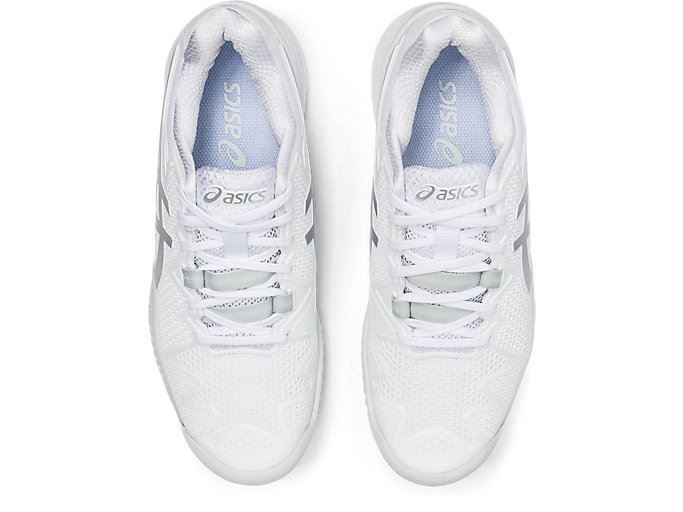 White / Silver Asics GEL-Resolution 8 Women's Tennis Shoes | TSVF7724