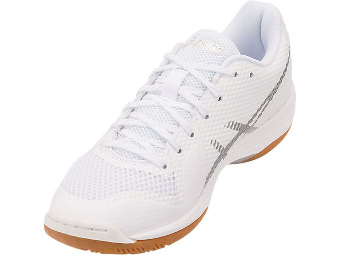 White / Silver Asics GEL-Tactic 2 Women's Volleyball Shoes | RWME4515